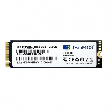 TWINMOS 256GB NVMEEGBM2280 2455- 1832MB/s M2 PCIe NVMe Gen3 Disk