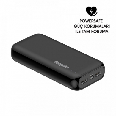 Energizer Max UE20010 20000mAh Type-C Micro USB Girişli Taşınabilir Şarj Cihazı Siyah