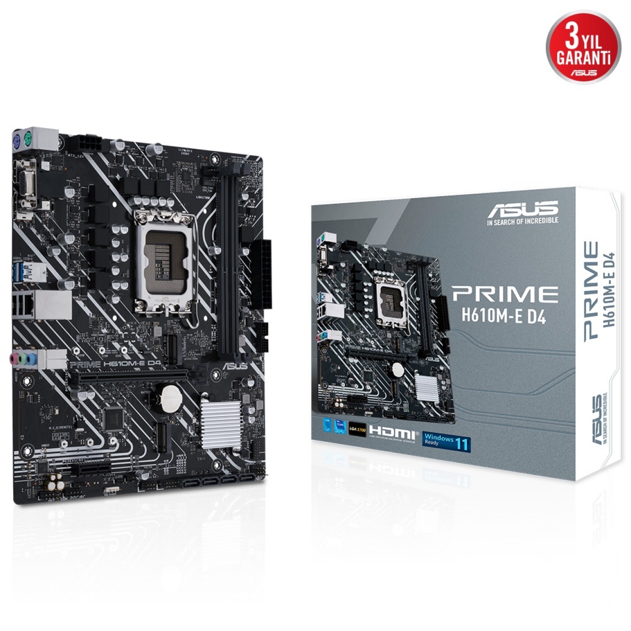 ASUS PRIME H610M-E D4 DDR4 M2 PCIe NVME HDMI DP PCIe 16X v4.0 1700p mATX