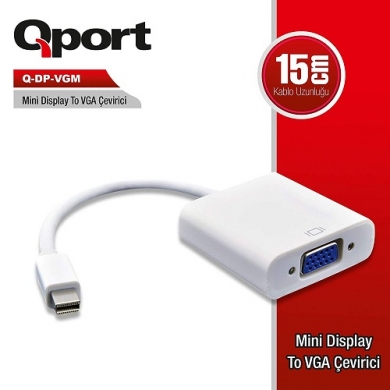 QPORT Q-DP-VGM 0.15metre mDP-VGA (D) Görüntü Adaptörü Beyaz 1080p