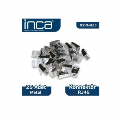INCA Cat5 UTP ICON-M25 RJ45 25li paket Metal Konnektör