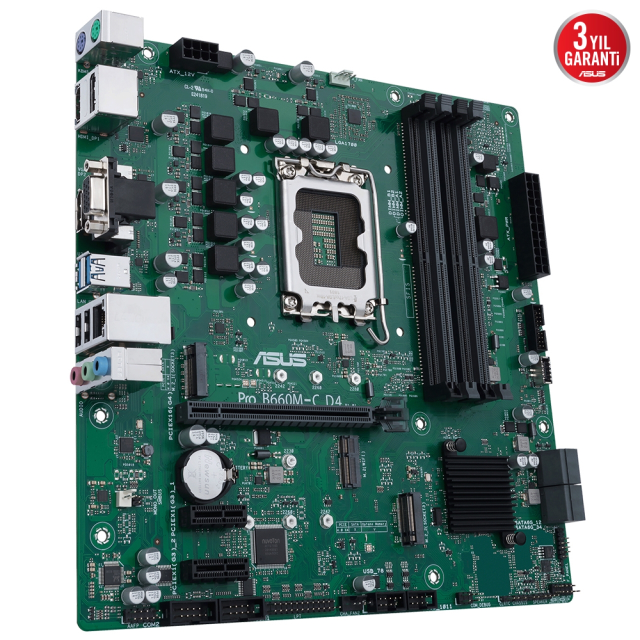 ASUS PRO B660M-C D4-CSM II DDR4 M2 PCIe NVME HDMI DP PCIe 16X v4.0 1700p mATX Kurumsal Anakart