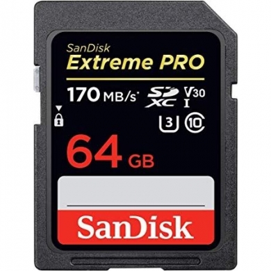 SANDISK SDSDXXY-064G-GN4IN Extreme Pro SDXC Card 64GB - 170MB/s V30 UHS-I U3