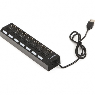 DARK Connect Master DK-AC-USB272 7port USB 2.0 Siyah USB Çoklayıcı Hub Anahtarlı