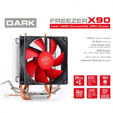 DARK 90mm Freezer X90 DKCCX90 Hava Soğutmalı İşlemci Fanı 65w