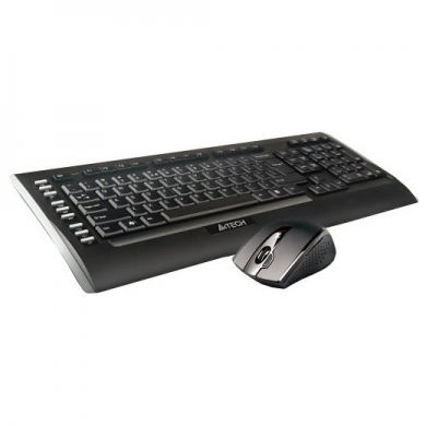 A4 TECH 9300F Kablosuz Q Trk V-Track Mouse Siyah Multimedya Klavye - Mouse Set