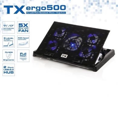TX Ergo500 TXACNBERGO500 13" ~ 17" ABS Plastik Alüminyum Siyah Notebook Soğutucu