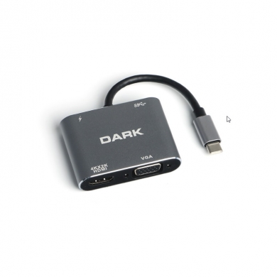 DARK DK-AC-U31XHDV USB 3.1 Type-C\' den 4K UHD HDMI & VGA Dönüştürücü Adaptör