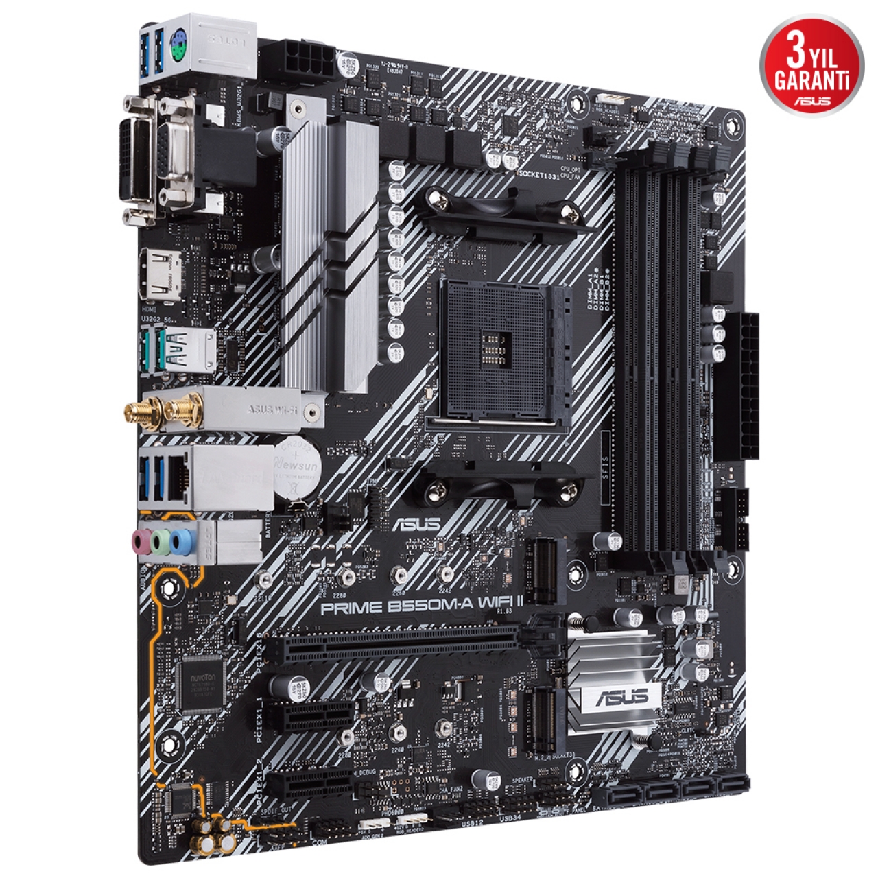 ASUS PRIME B550M-A WIFI II DDR4 HDMI DVI PCIE 16X v4.0 AM4 mATX
