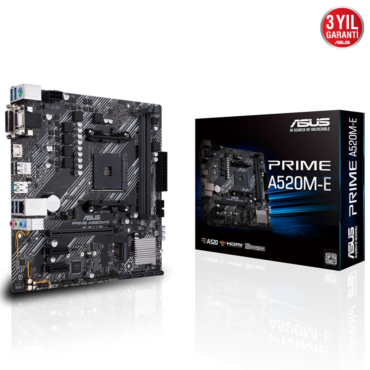 ASUS PRIME A520M-E DDR4 M2 PCIe NVME HDMI DVI PCIe 16X v4.0 AM4 mATX