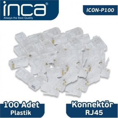 INCA Cat6 UTP ICON-P100 RJ45 100lü paket Plastik Konnektör