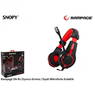 RAMPAGE SN-R1 Stereo 3.5mm Jack Siyah/Kırmızı Gaming Mikrofonlu Kulaklık