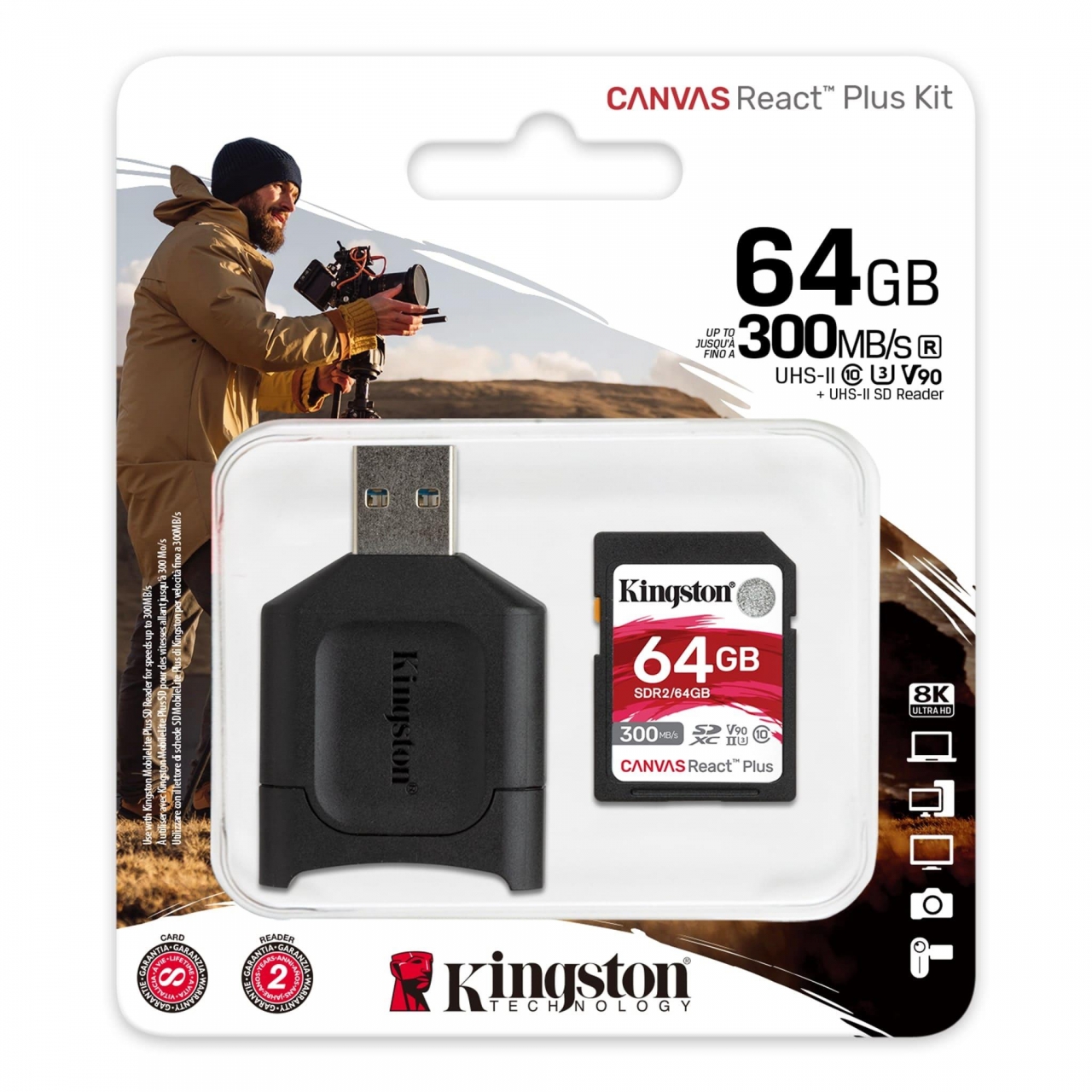 KINGSTON 64GB CANVAS REACT PLUS SDR2/64GB PROFESYONEL SD HAFIZA KARTI