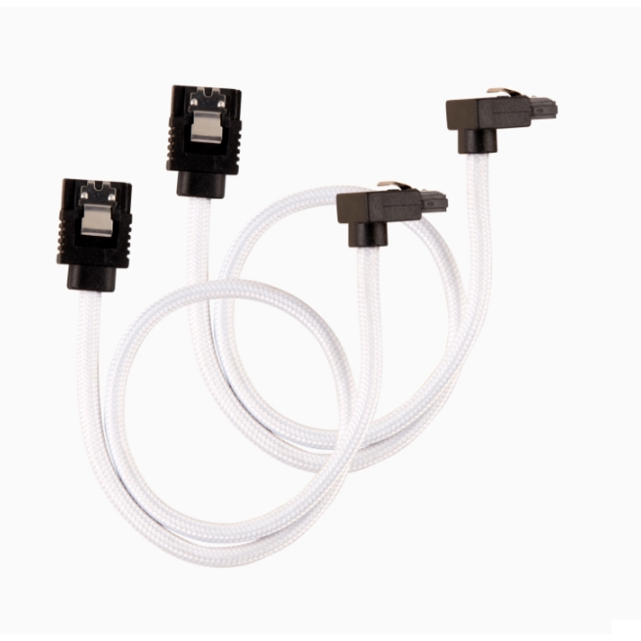 CORSAIR CC-8900283 Premium Sleeved SATA 6Gbps 60cm 90° Connector Cable — White