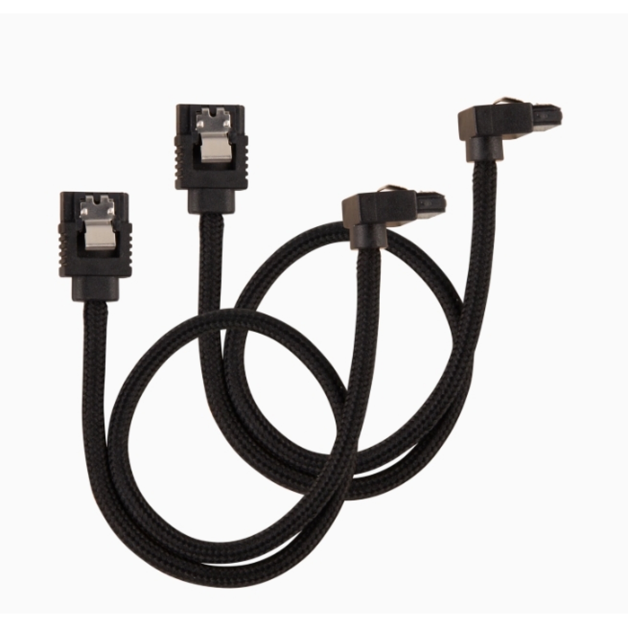 CORSAIR CC-8900282 Premium Sleeved SATA 6Gbps 60cm 90° Connector Cable — Black