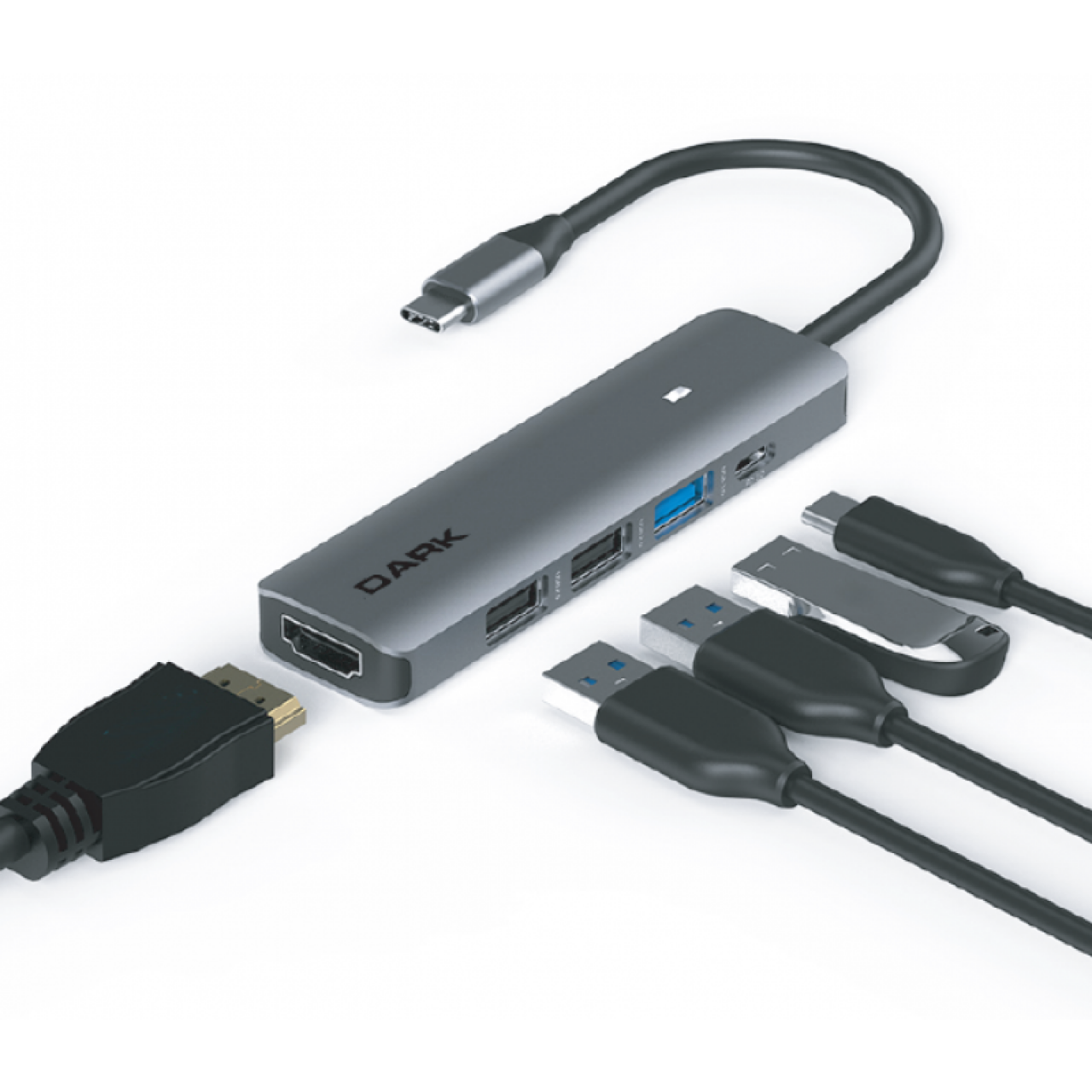 DARK USB 3.1 Gen1 Type-C 5 in 1 HDMI / USB 3.0 - USB 2.0 / USB-C & USB-C PD Dönüştürücü Çevirici HUB